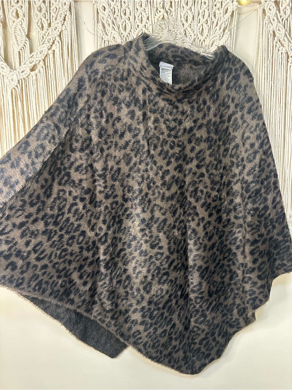 Chico's Taupe and Black Leopard-Print Poncho L/XL